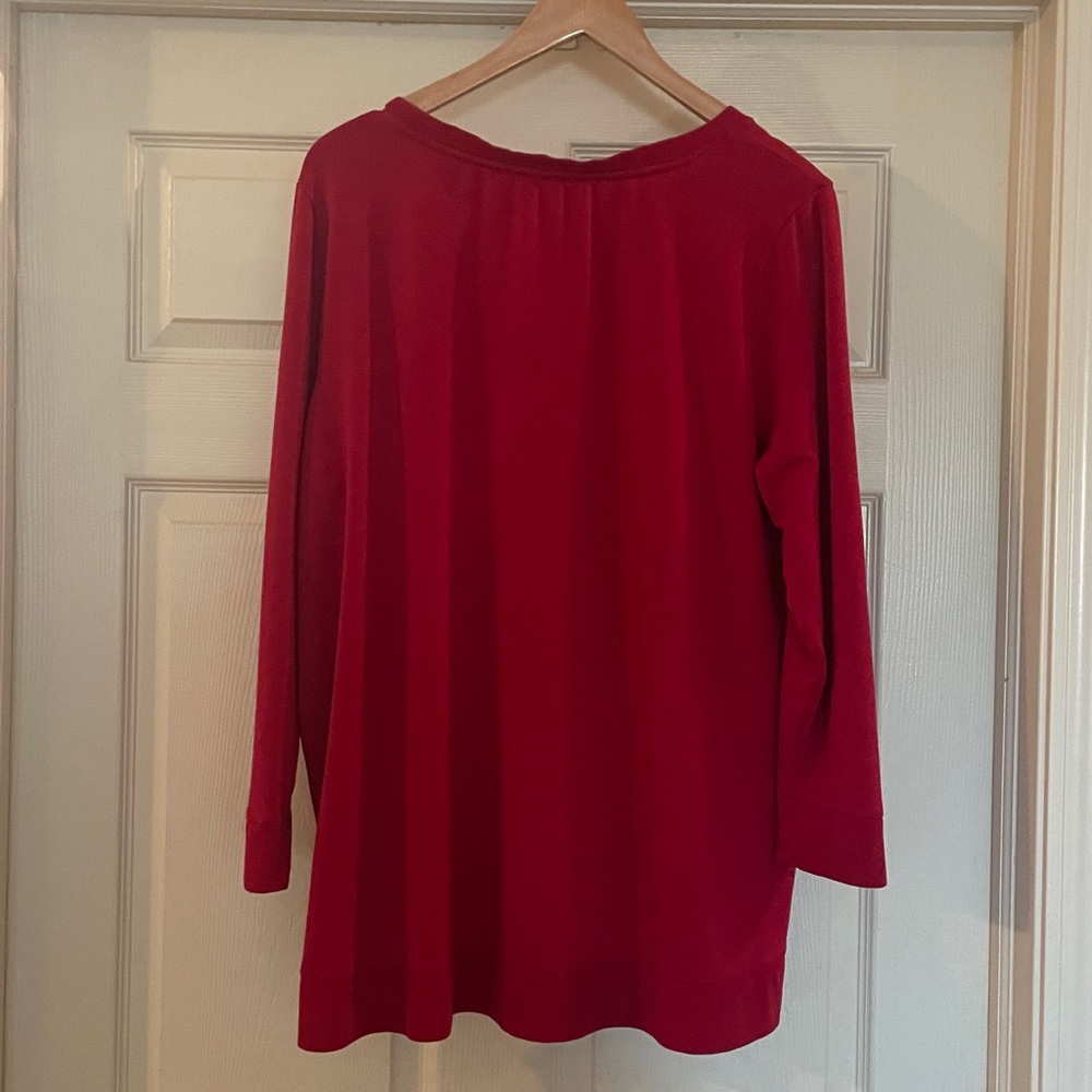 Chico’s Red Long Sleeve Sweater With Silver Side Zippers Plus Size 22 - Picture 7 of 9